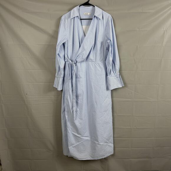 Simkhai Dress 12 Briar Wrap Effect Striped Maxi Shirt Belted Office Work Luxury - Picture 5 of 16